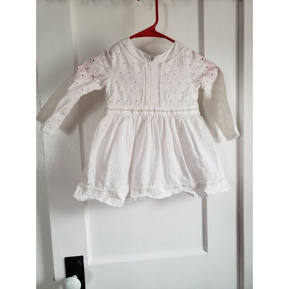 Genuine kid from OSHKOSH GIRLS WHITE eyelet lace embroidered bell sleeveDRESS 2T